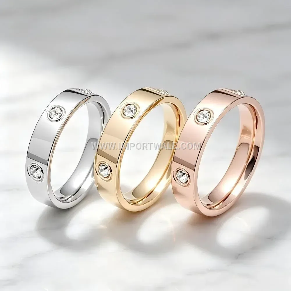 Gold Plated Stainless Steel Cubic Zirconia Engagement Ring