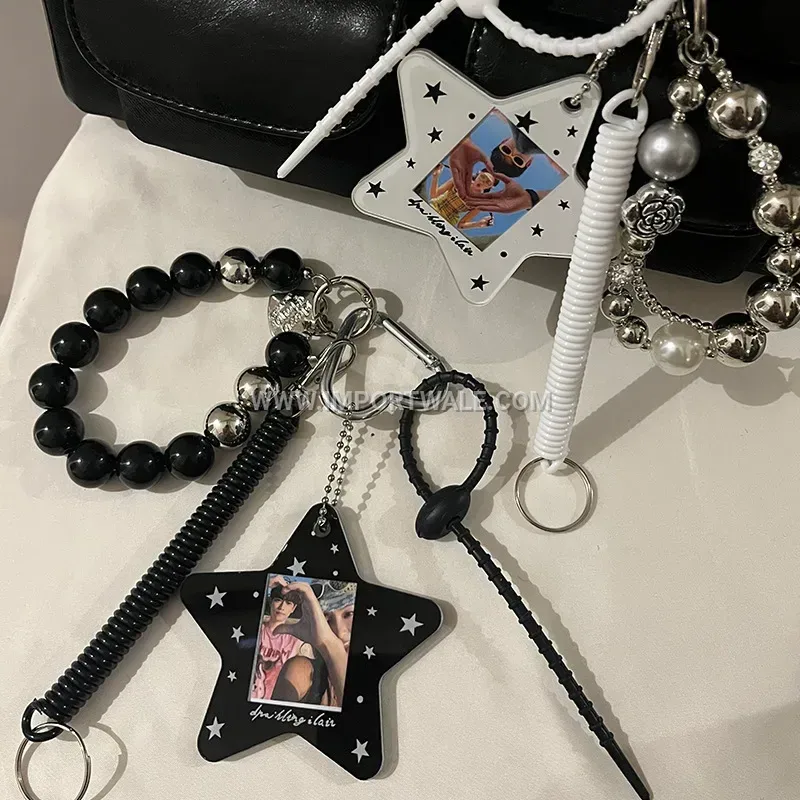 Star Shaped Photo Frame Plastic Keychain Bag Charm