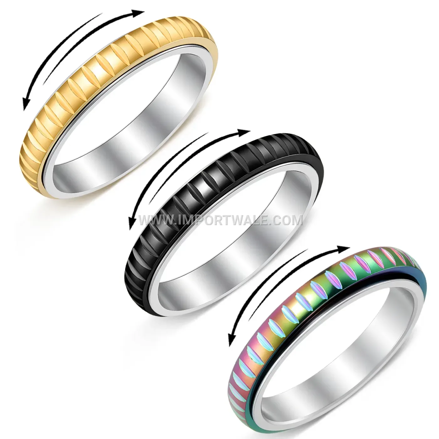 Rotatable Stainless Steel Spinner Band Ring