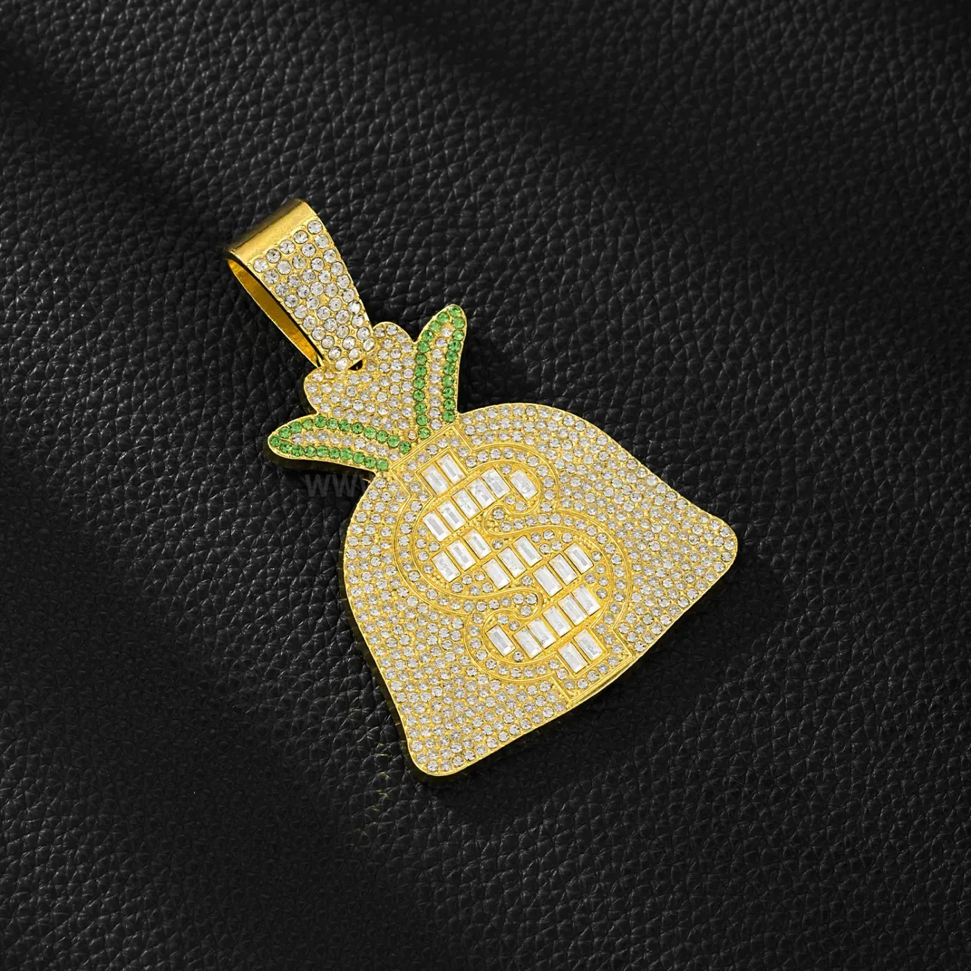 Elegant Rhinestone Money Bag Pendant Cuban Chain Necklace