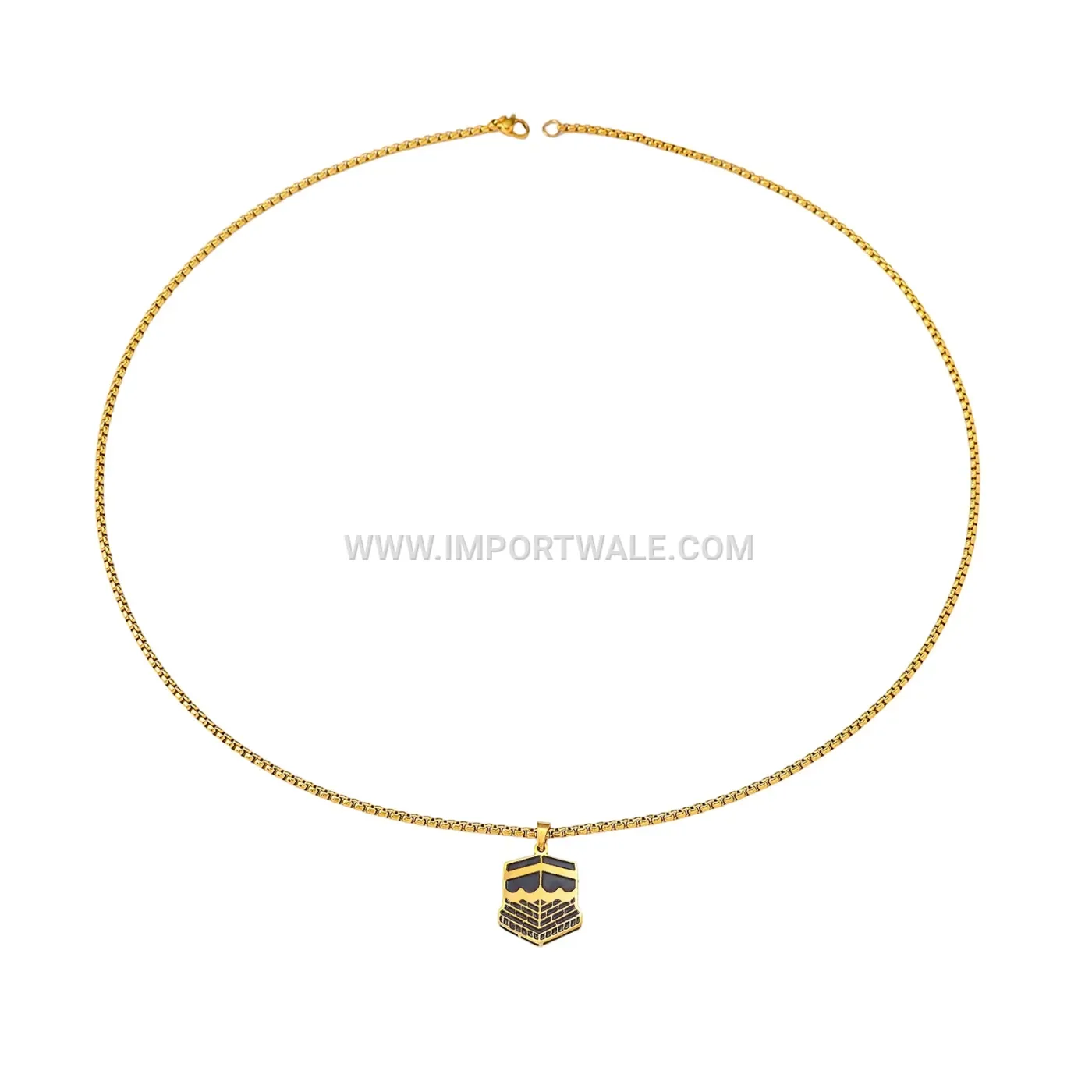 Gold Plated Stainless Steel Sacred Kaaba Islamic Pendant Necklace