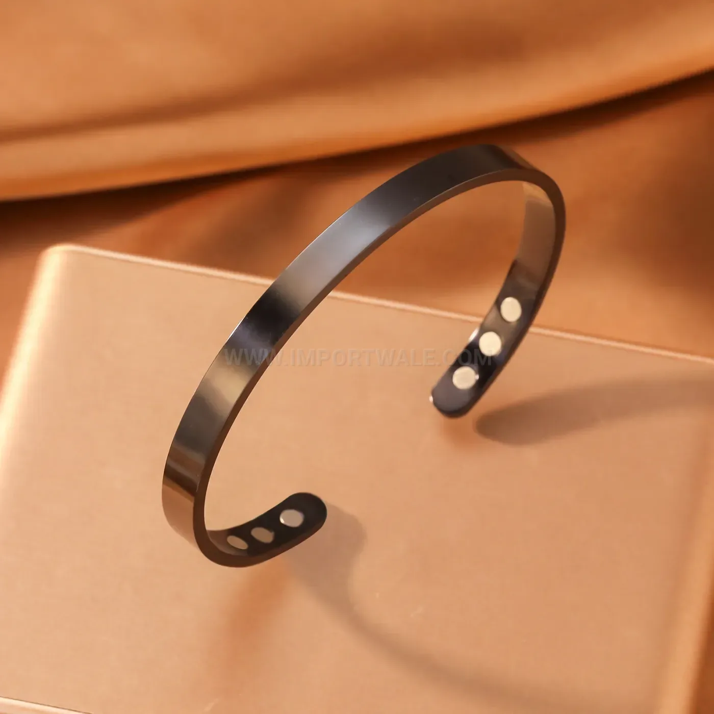 Vintage Minimalist Stainless Steel Magnetic Therapy Cuff Bracelet And Ring