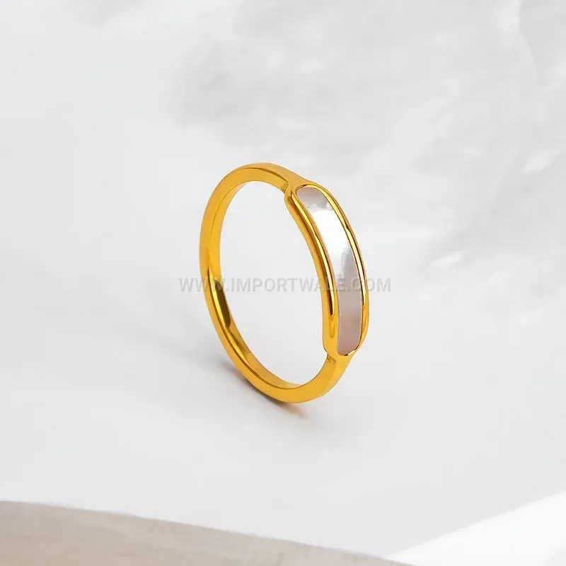 Square Mother of Pearl Gold Plated Titanium Steel Ring