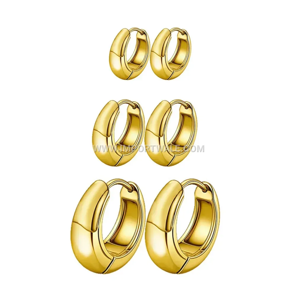 18K Gold Toned Water Drop Stainless Steel Drop Earrings
