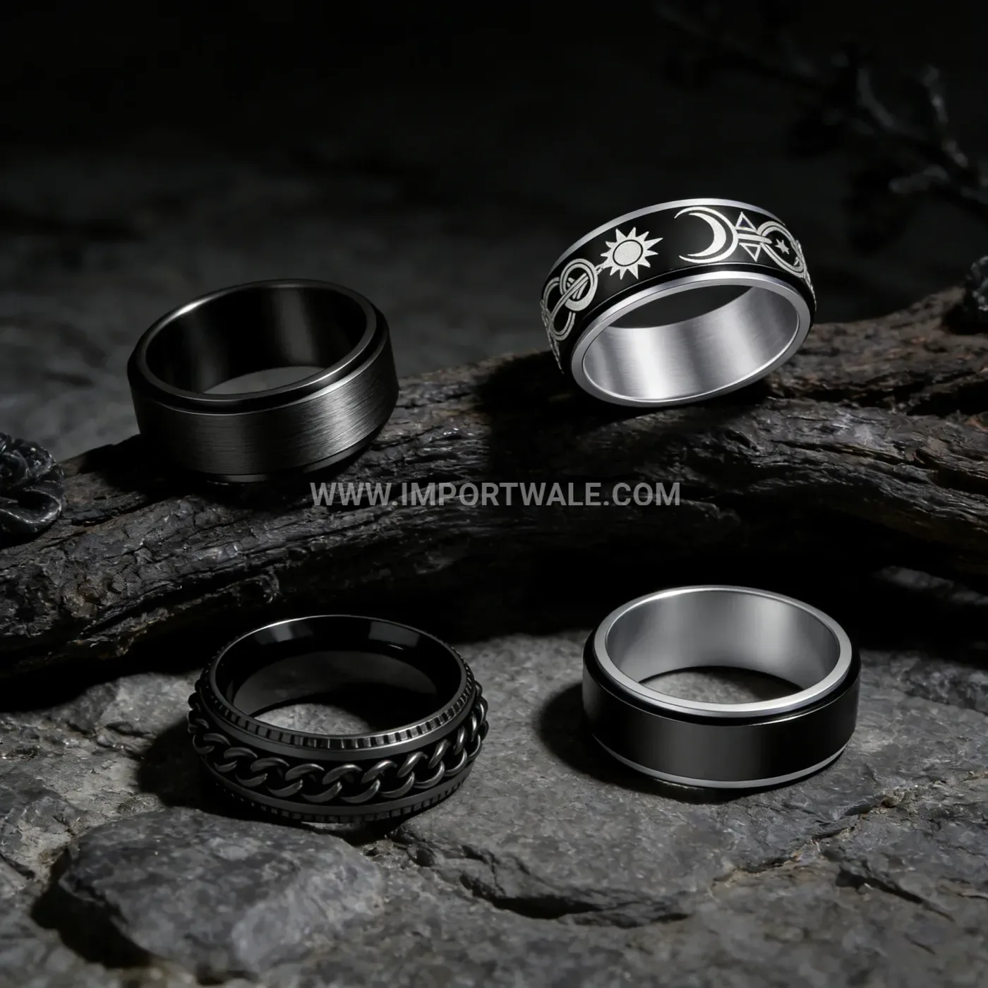 Spinner Stainless Steel Celestial Chain Fidget Ring