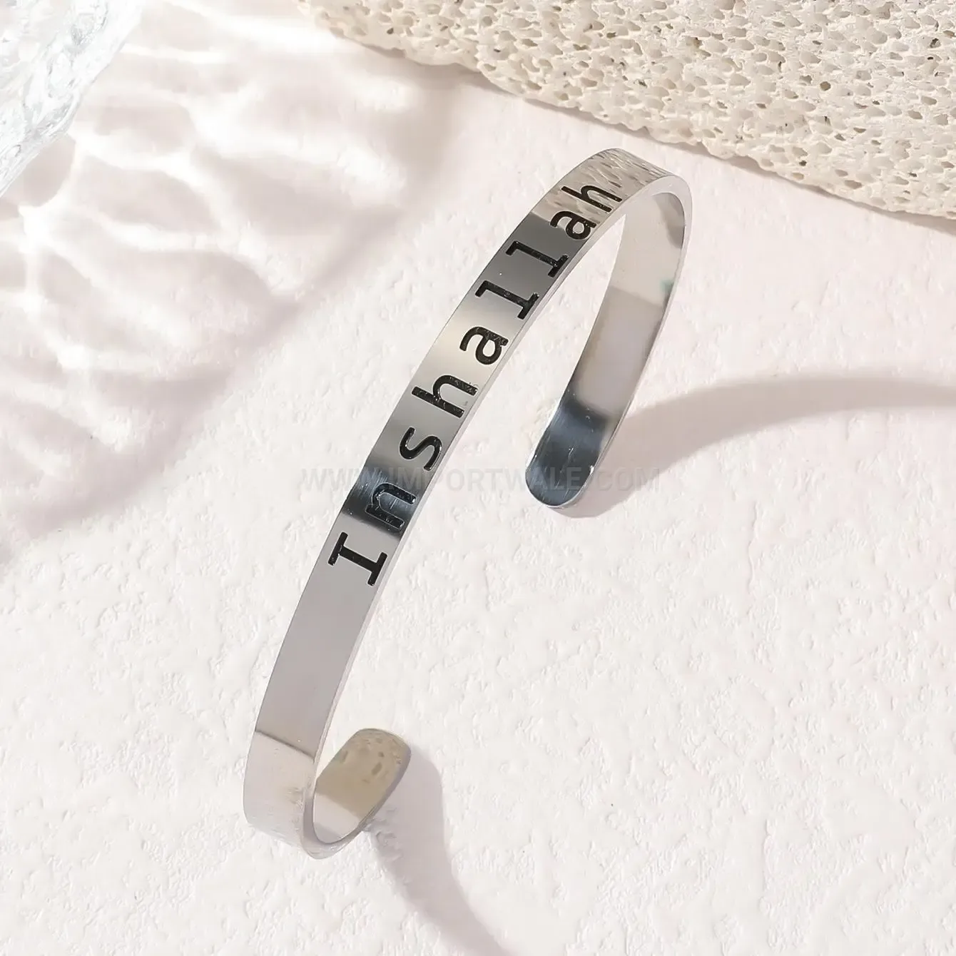 Stainless Steel Inshallah Calligraphy Cuff Bracelet