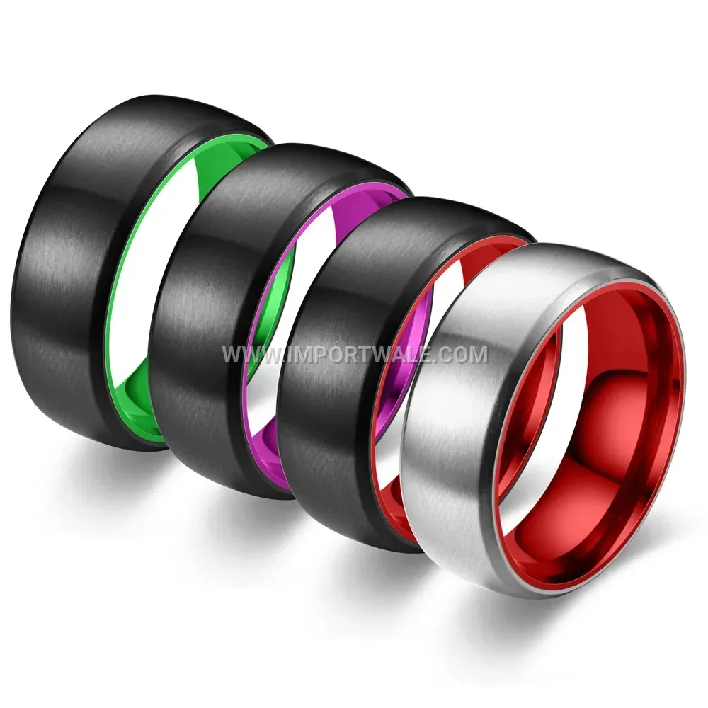 Matte Two-Tone Stainless Steel Band Ring