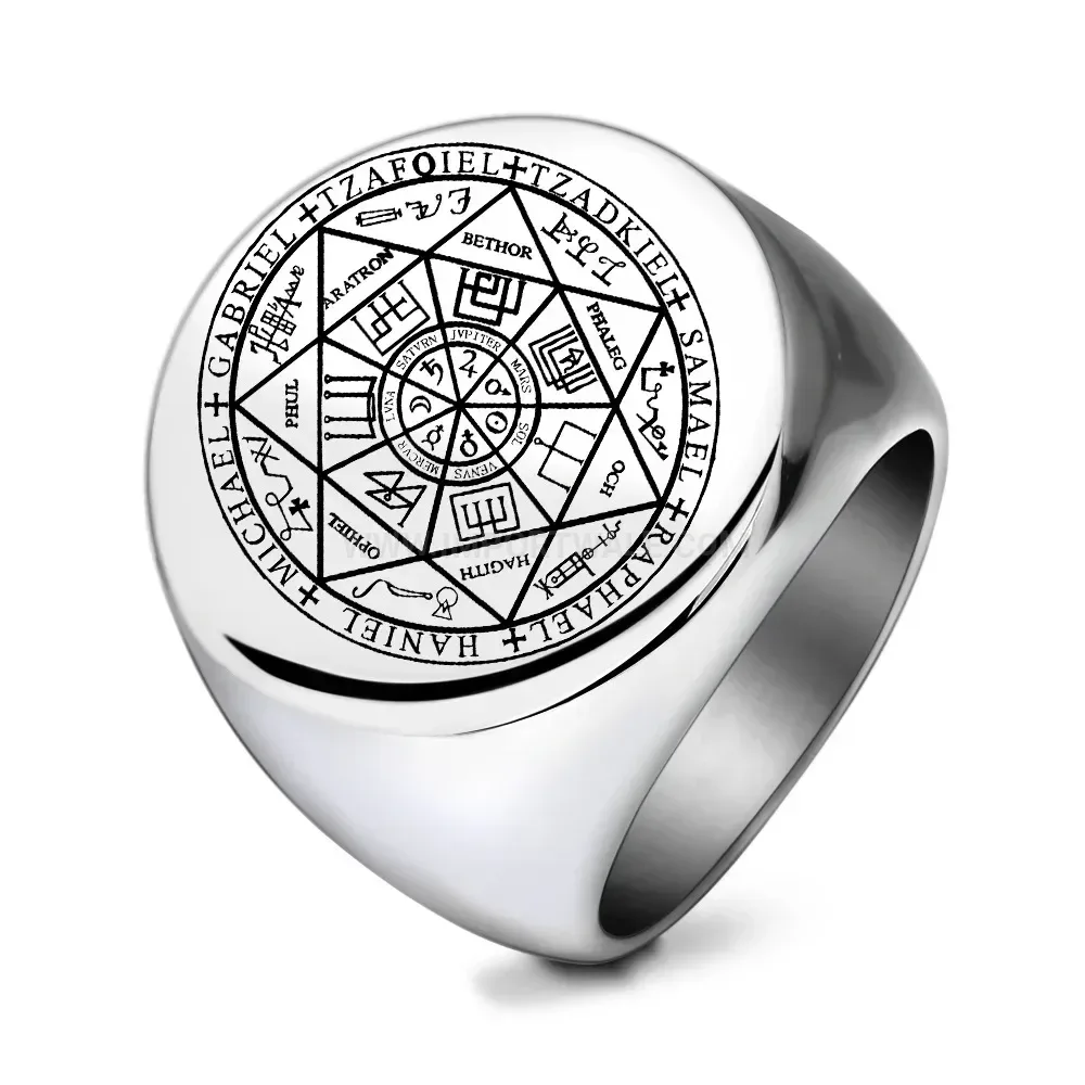 Premium Engraved Seven-Pointed Elven Star Stainless Steel Signet Ring