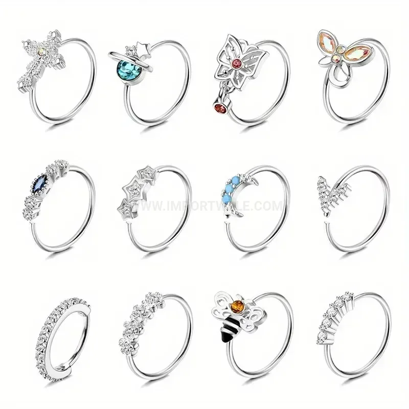 Stylish Sparkling Zirconia Stainless Steel Nose Ring Piercing Jewelry