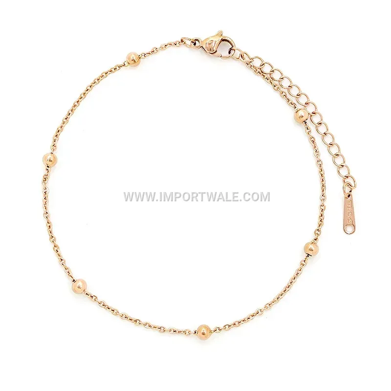 Geometric Stainless Steel Bead Chain Anklet