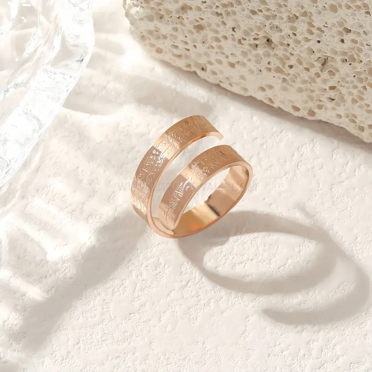 Adjustable Stainless Steel Ayatul Kursi Islamic Arabic Script Ring