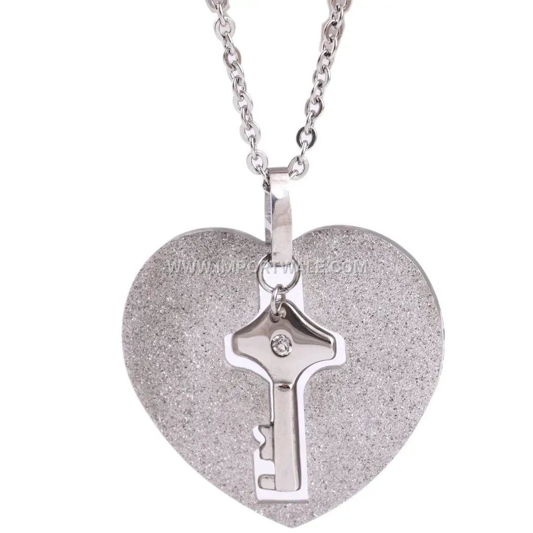 Vintage Style Cutout Heart Rhinestone Stainless Steel Pendant Necklace