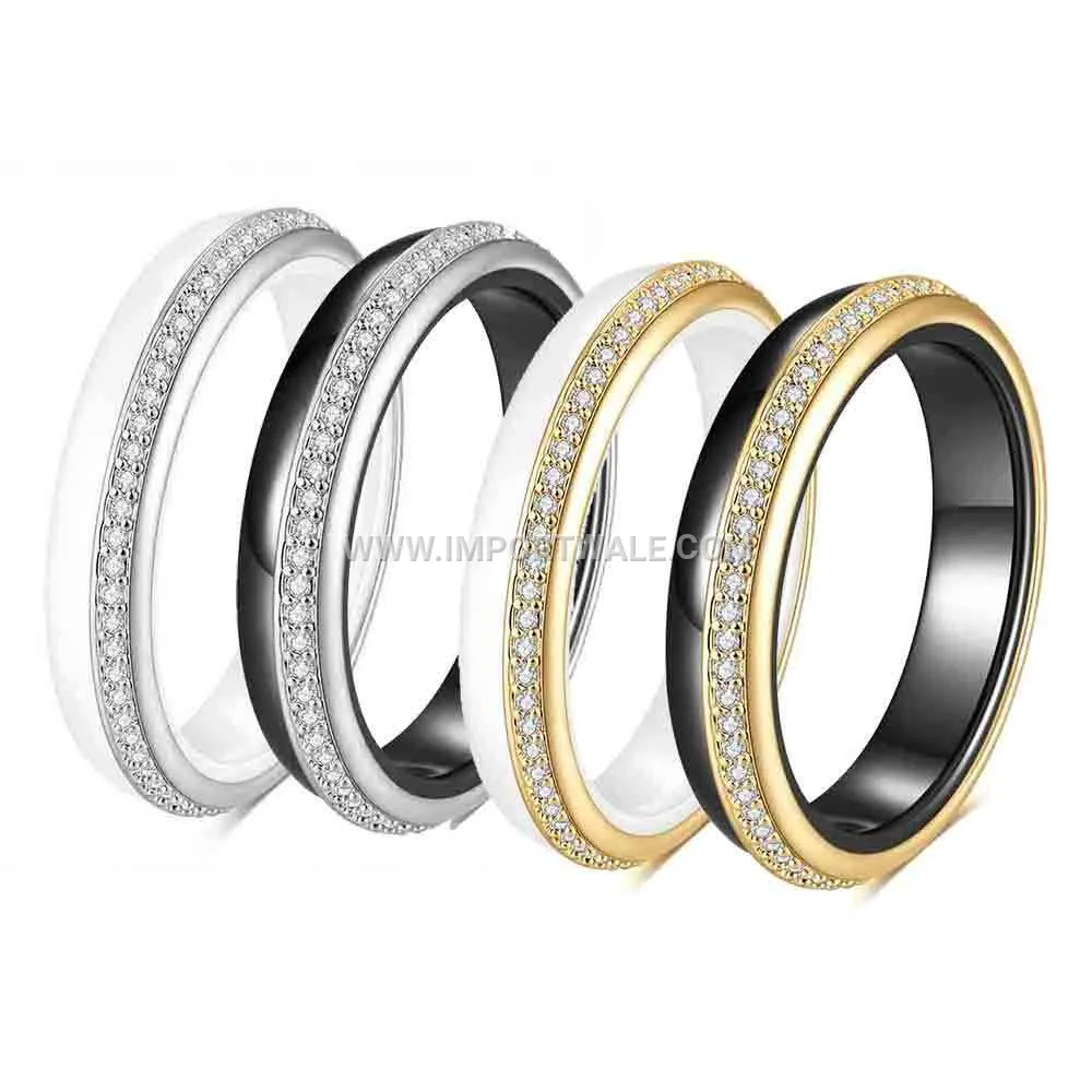 Minimalist 4mm Zircon Micro-Pave Ceramic Band Ring