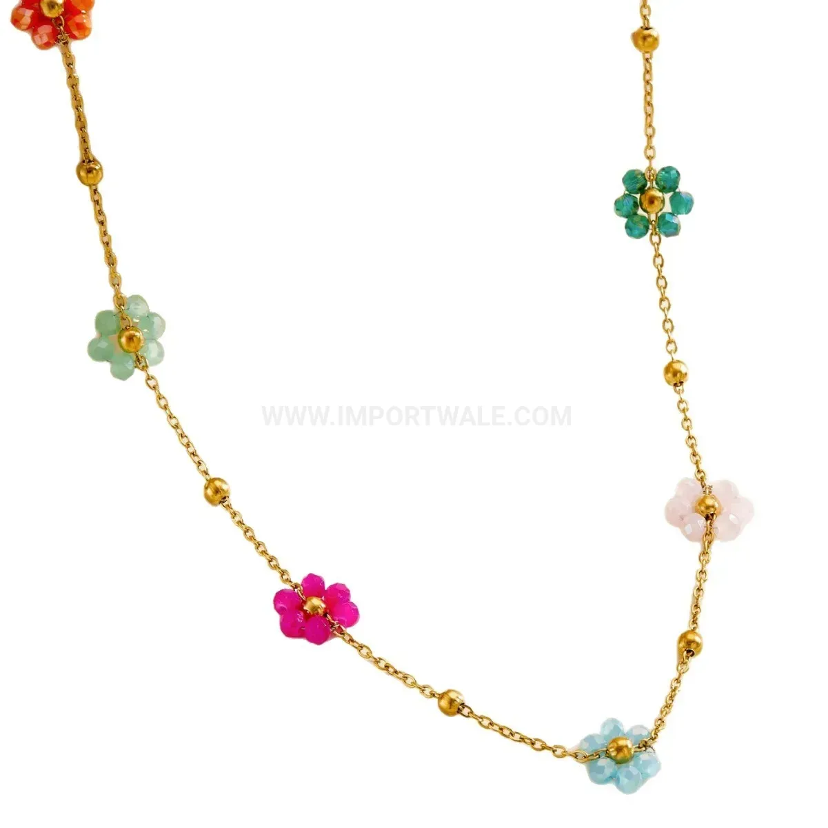 Designer Gold Stainless Steel Floral Charm Jewelry Set
