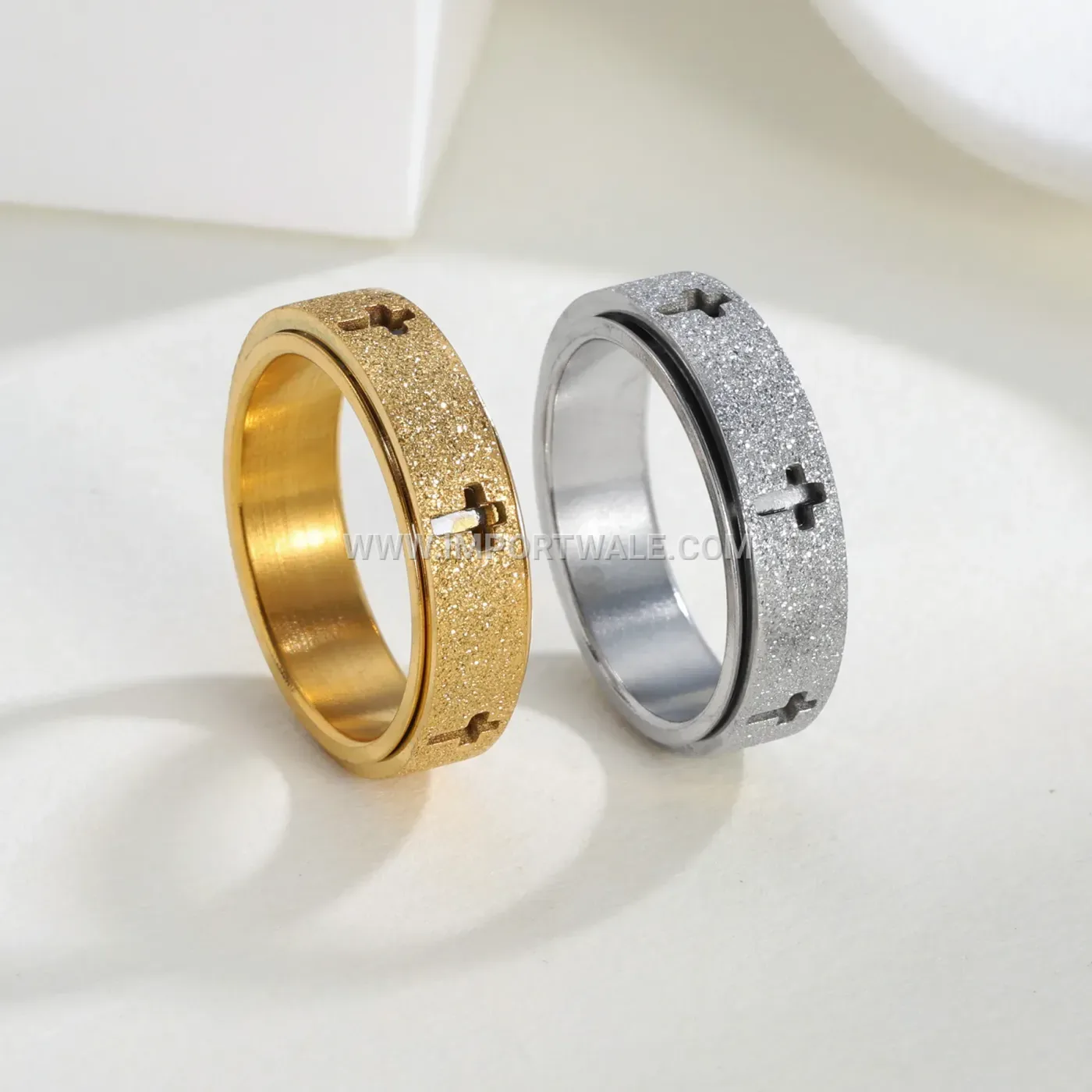 Rotatable Cross Stainless Steel Spinner Ring