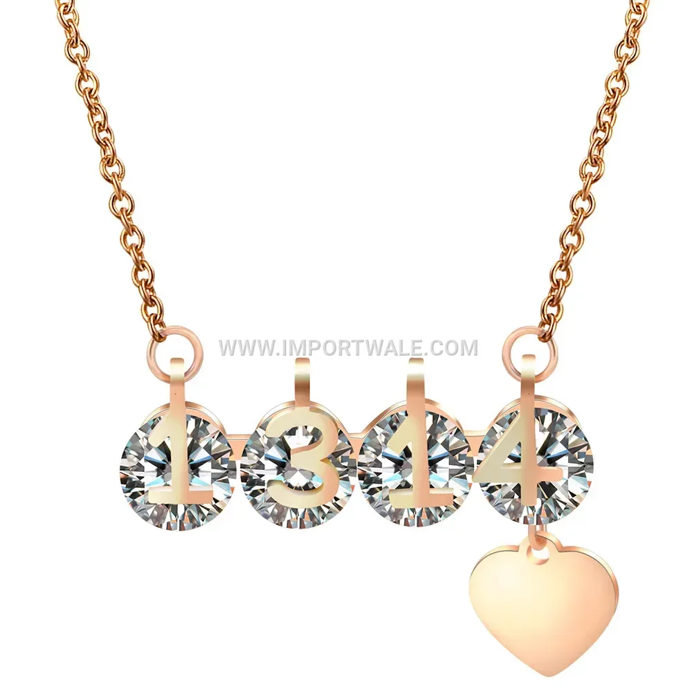 Stainless Steel Crystal Heart Pendant Neck Chain