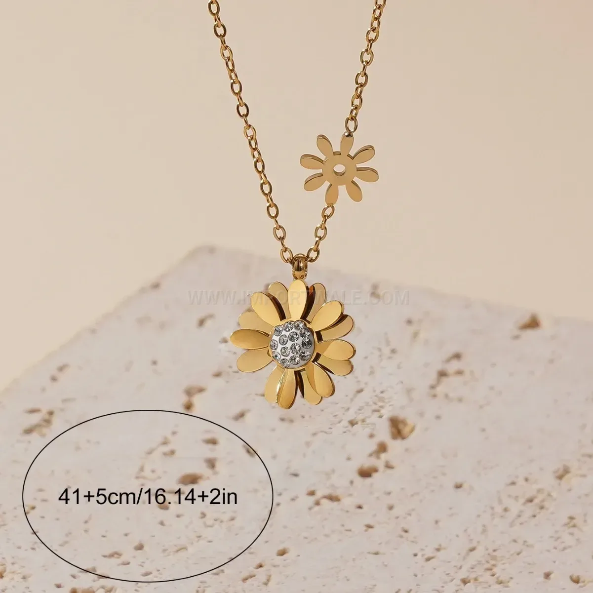 Premium Delicate Daisy Pendant Necklace And Earring Titanium Steel Set