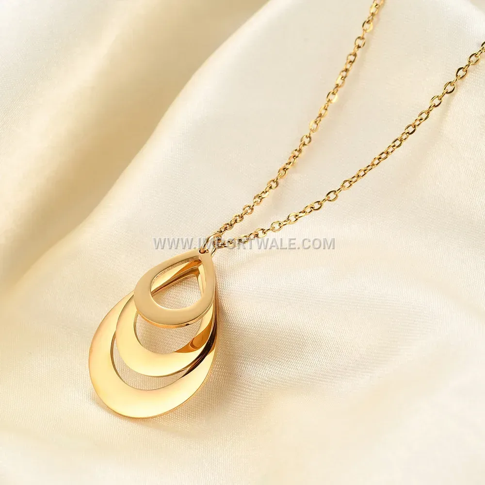Minimalist Engraved Stainless Steel Teardrop Pendant Clavicle Chain