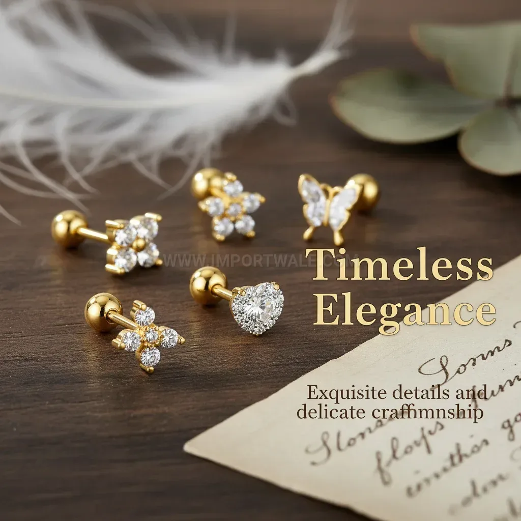 Elegant Stainless Steel Screw Ball Cartilage Piercing Earring Set
