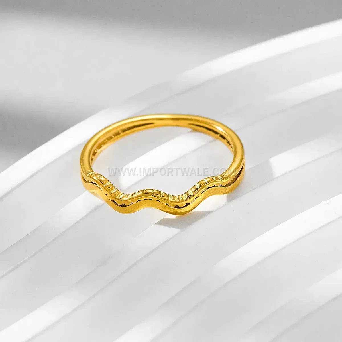 Minimalist Double Layer Wave Stainless Steel Band Ring