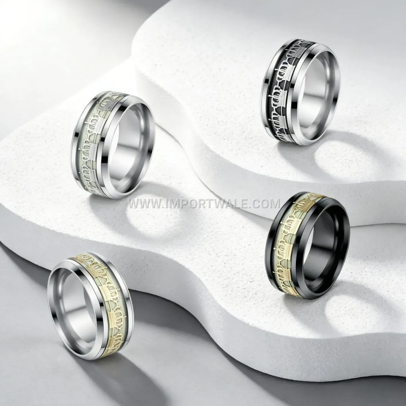 Luminous Crown Stainless Steel Gear Motif Ring