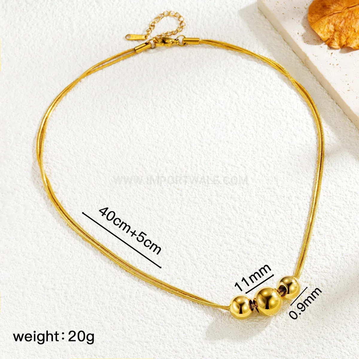 Double Layer Titanium Steel Snake Chain Choker with Metallic Spheres