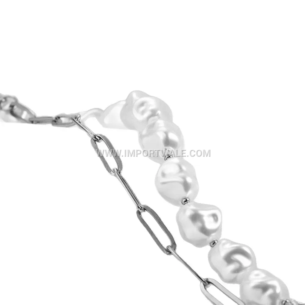 Stainless Steel Heart Shell and Pearl Spliced OT Buckle Necklace