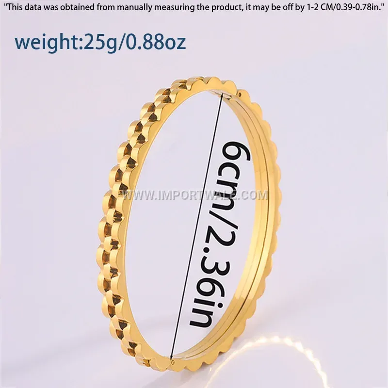Gold Tone Titanium Steel Strap Link Bracelet