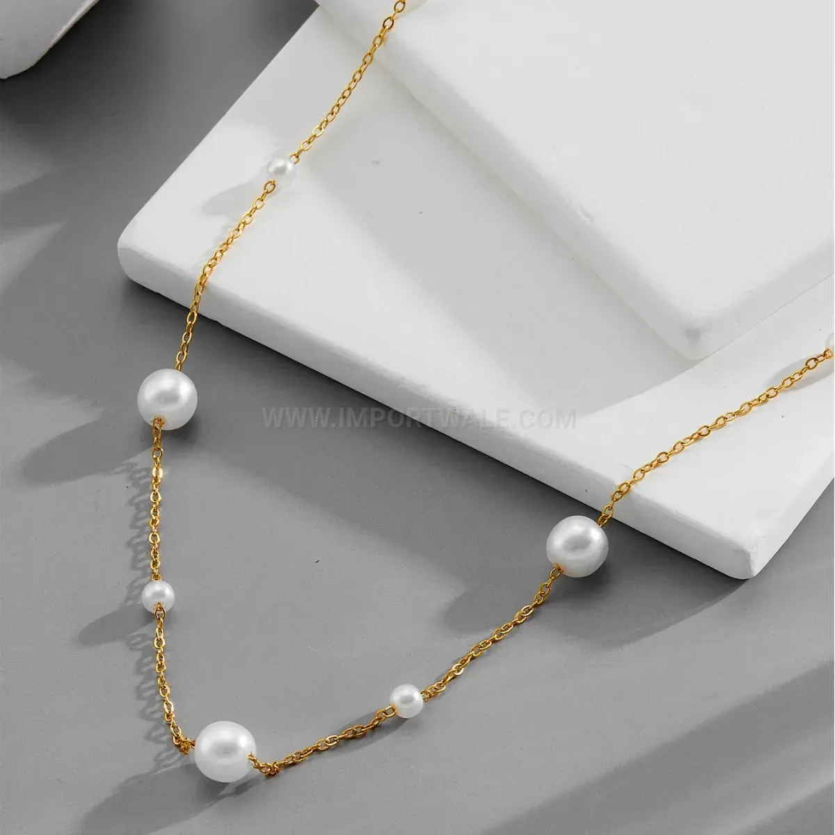 Classic Gold Plated Pearl Strand Clavicle Necklace with Star Pendant