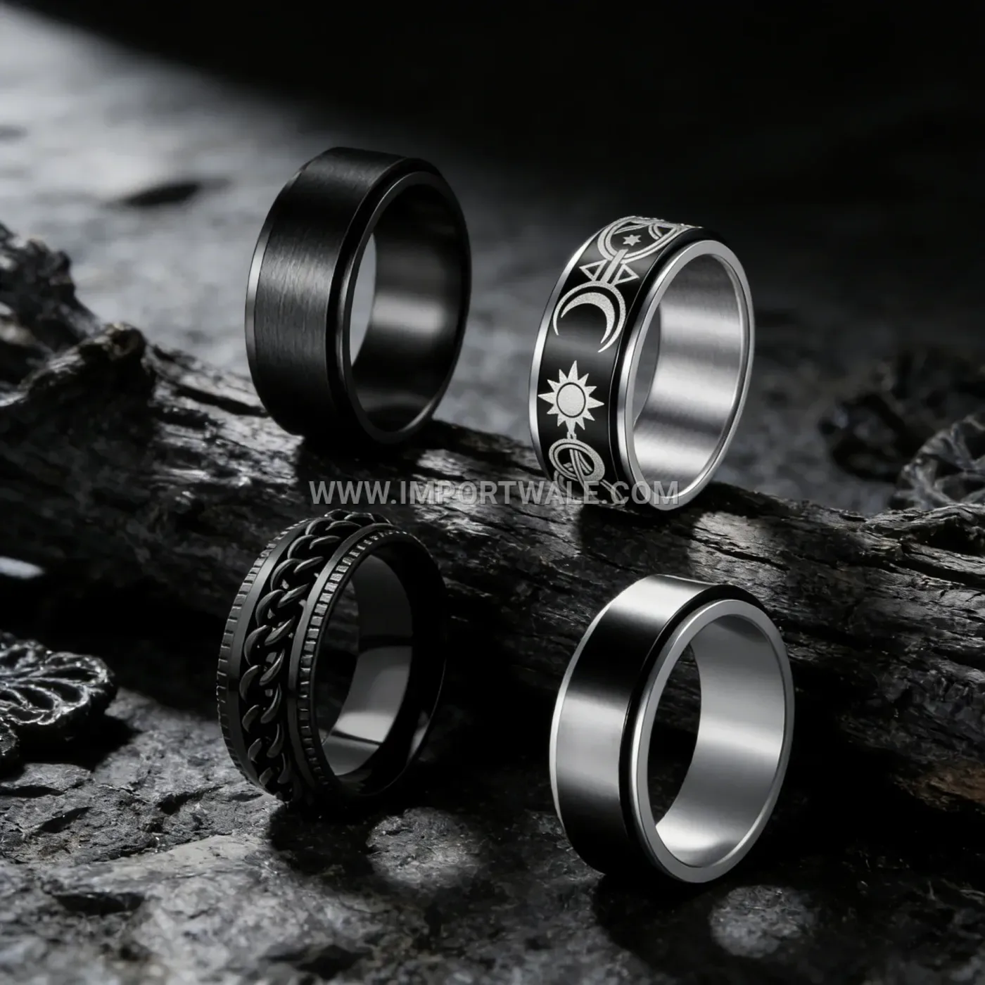 Spinner Stainless Steel Celestial Chain Fidget Ring
