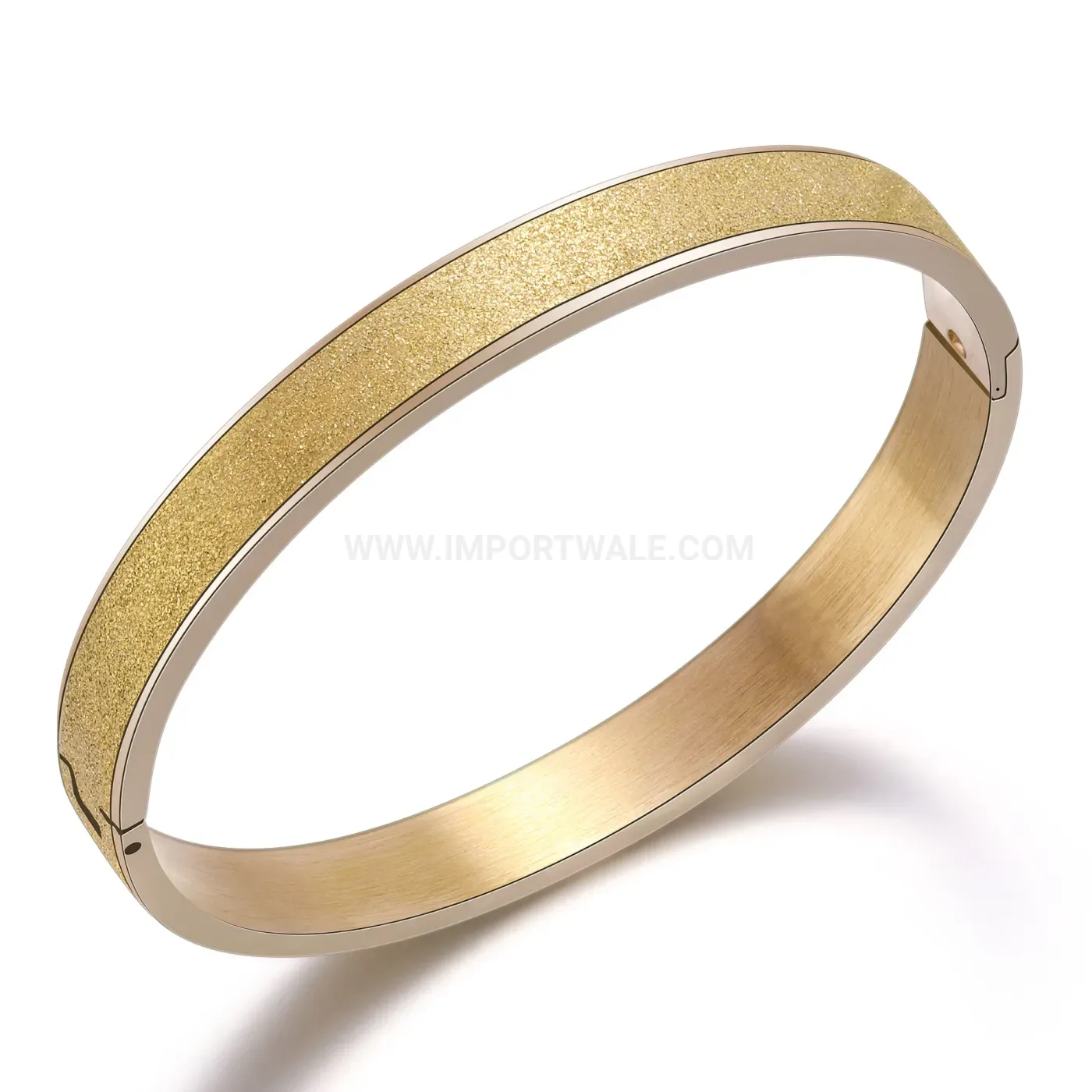 Designer Frosted Finish Stainless Steel Hinged Bangle Bracelet