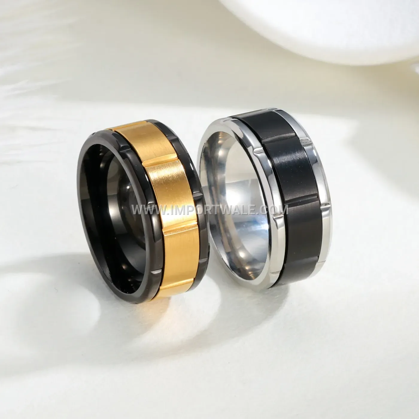 Two-Tone Stainless Steel Spinner Band Ring
