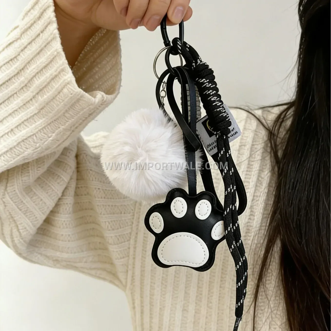 Adorable Leather Cat Paw Keychain Bag Charm