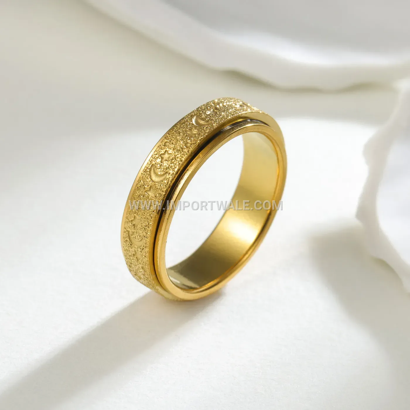 Frosted Stainless Steel Rotatable Spinner Band Ring