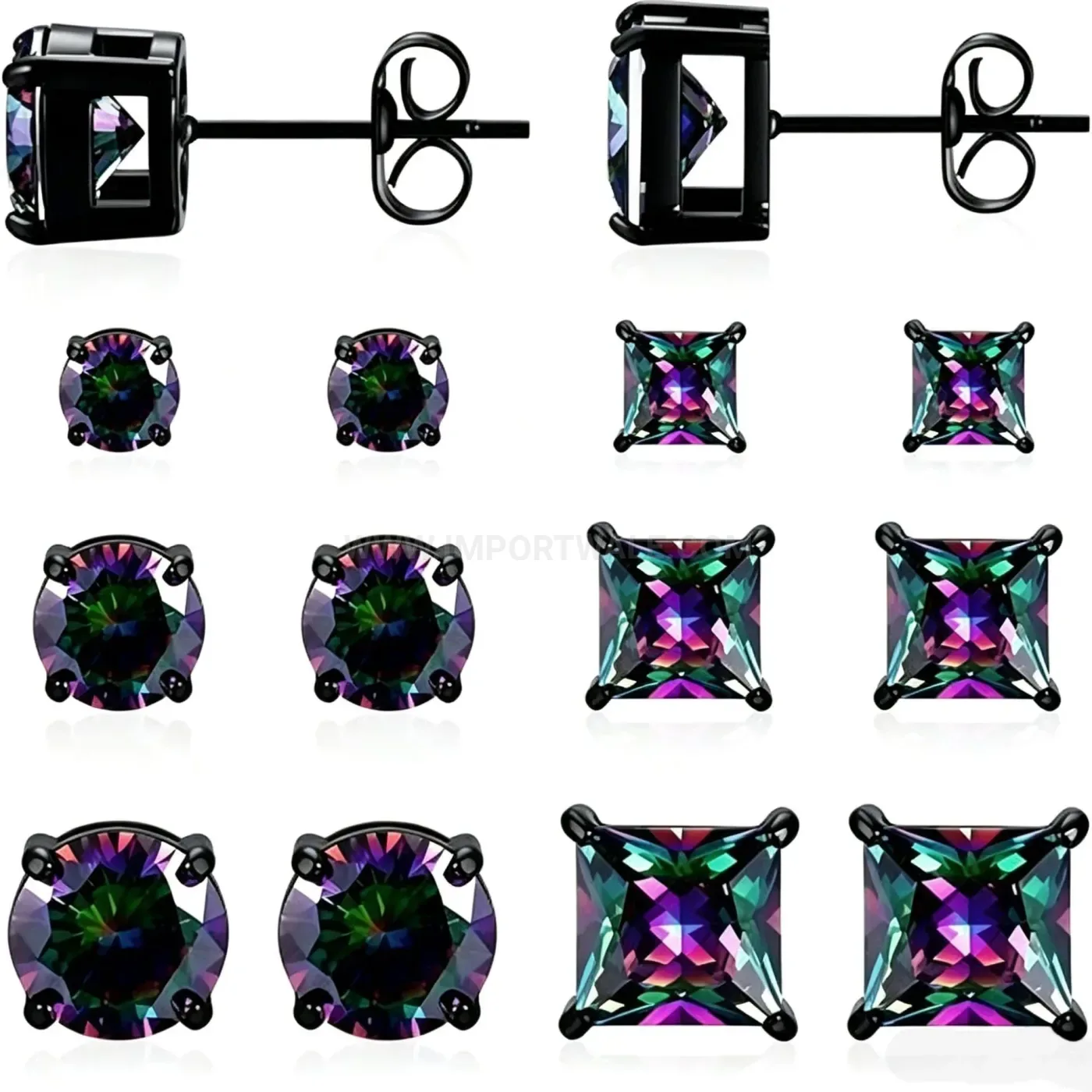 Chic Prong Set Zirconia Stainless Steel Piercing Stud Set