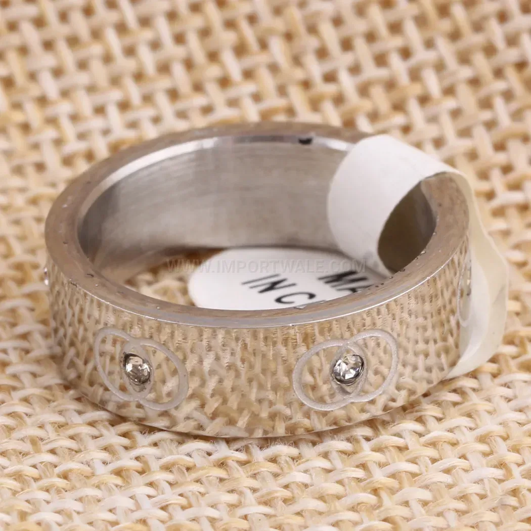 Elegant Double Wrap O-Ring Crystal Stainless Steel Ring
