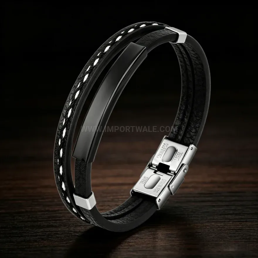 Stylish Handcrafted Braided PU Leather Magnetic Clasp Bracelet