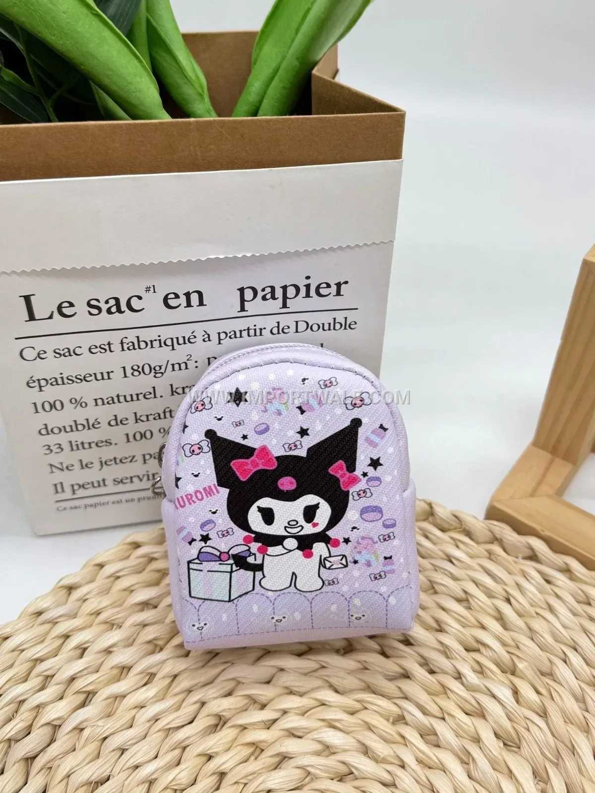 Mini Cartoon Character PU Leather Chain Keychain Pouch