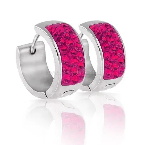 Fashion Triple Row Rhinestone Inlaid Stainless Steel Stud Earrings