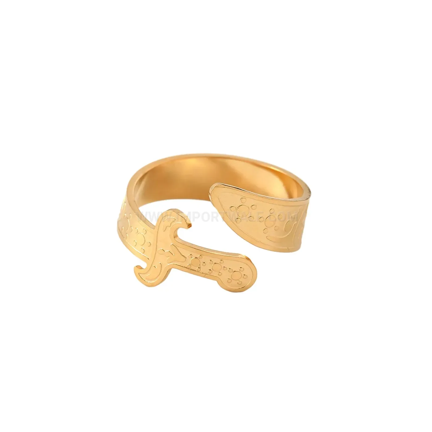 Stainless Steel Zulfiqar Sword Motif Open Ring