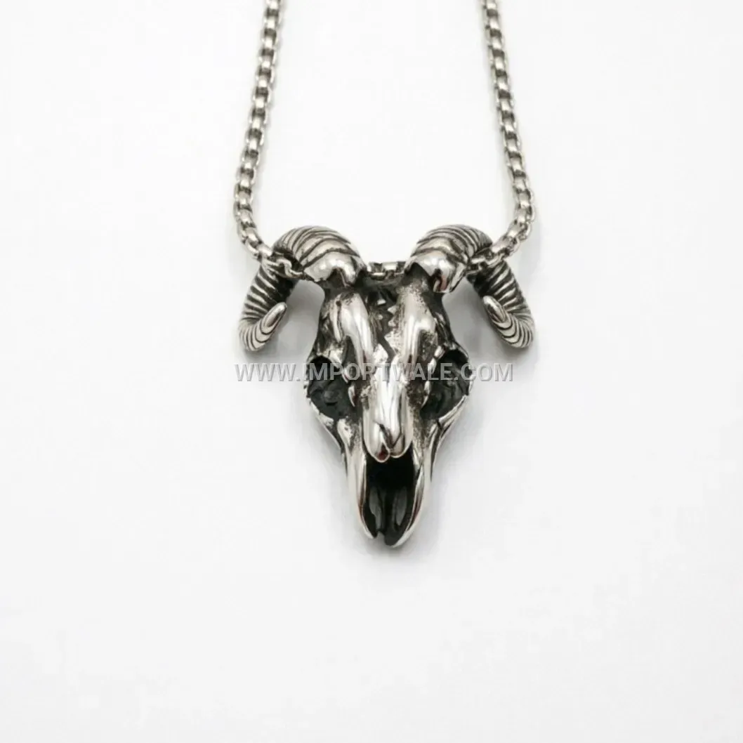 Retro Punk Ram Skull Stainless Steel Pendant