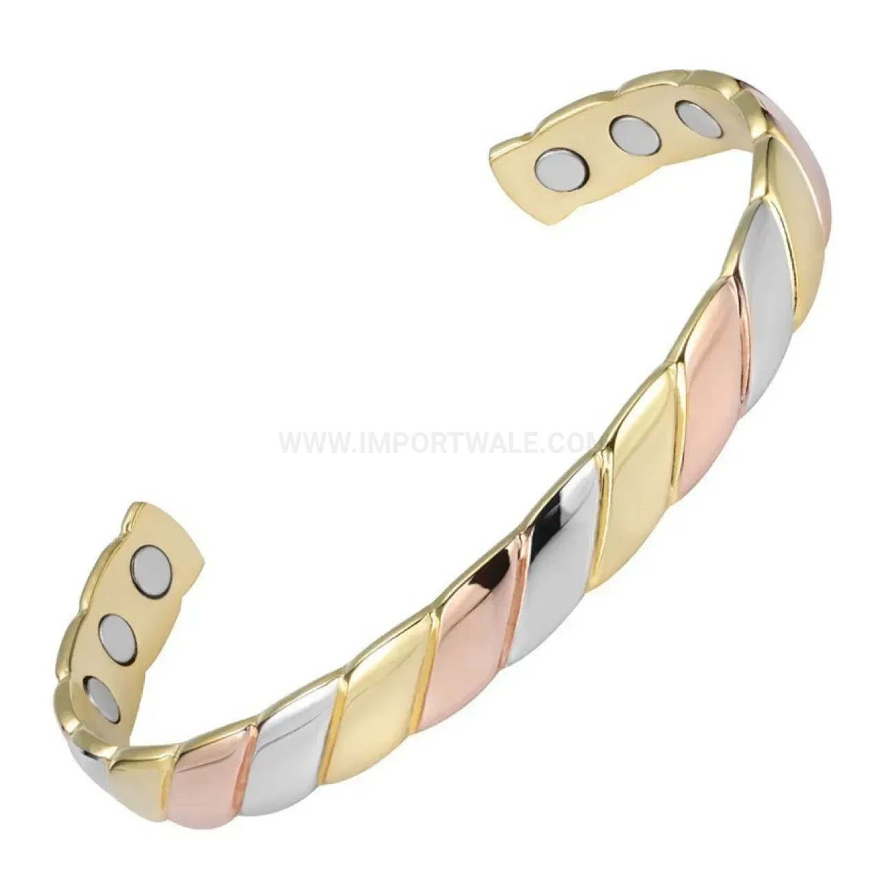 Adjustable Tri-Color Copper Magnetic Therapy Cuff Bracelet