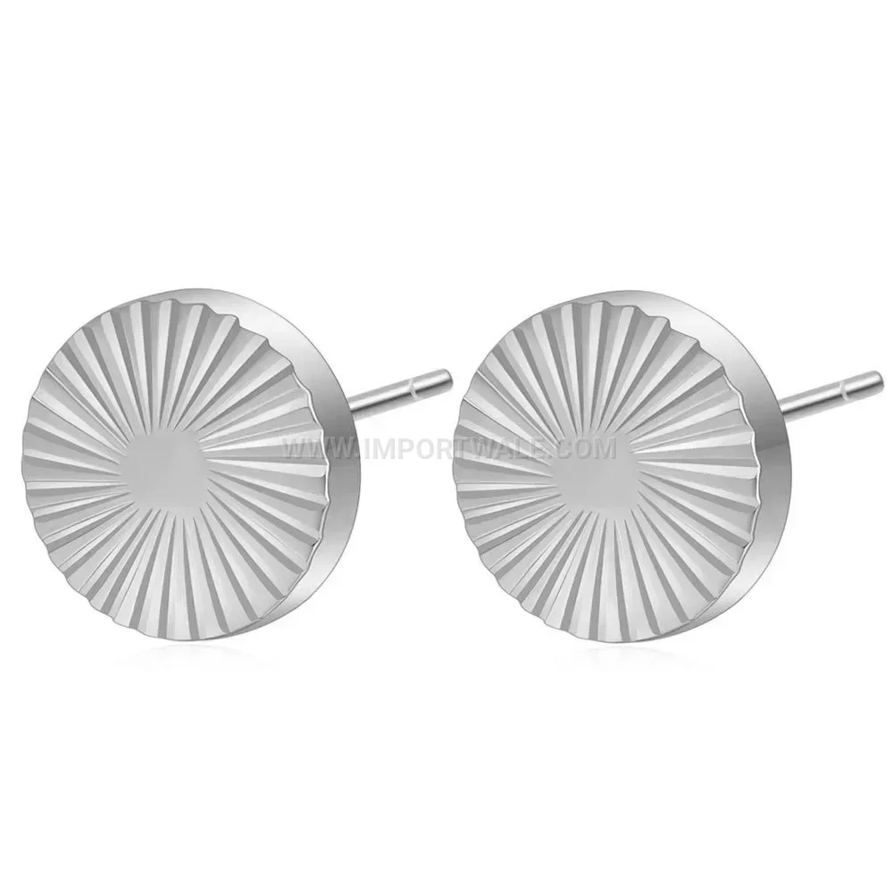 Sunburst Pattern Circular Stainless Steel Stud Earrings