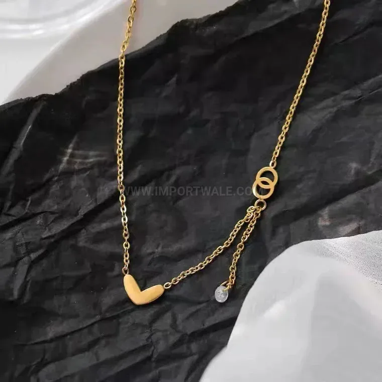 Designer Dainty Heart Tassel Titanium Steel Choker Necklace