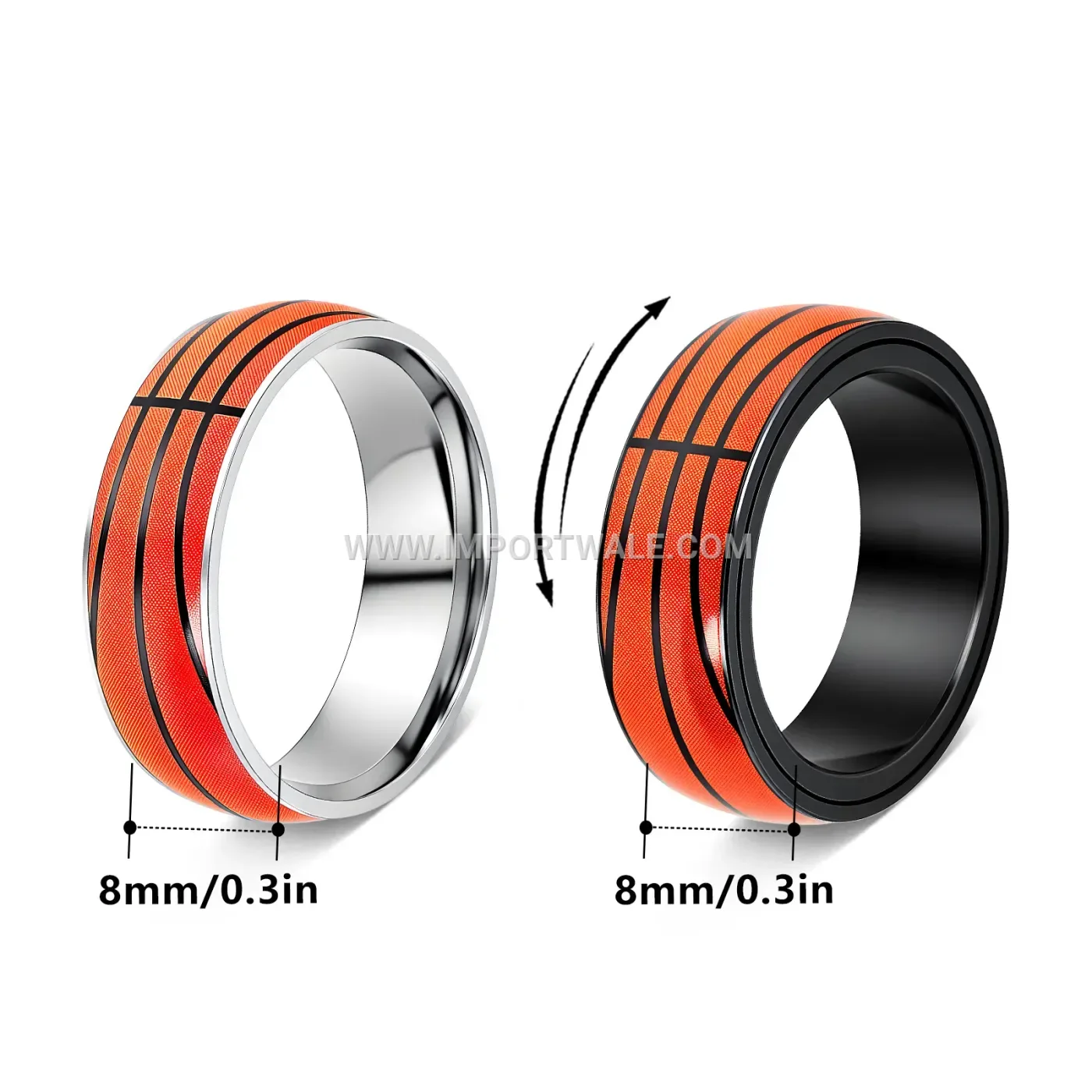Sports Theme Stainless Steel Spinner Ring
