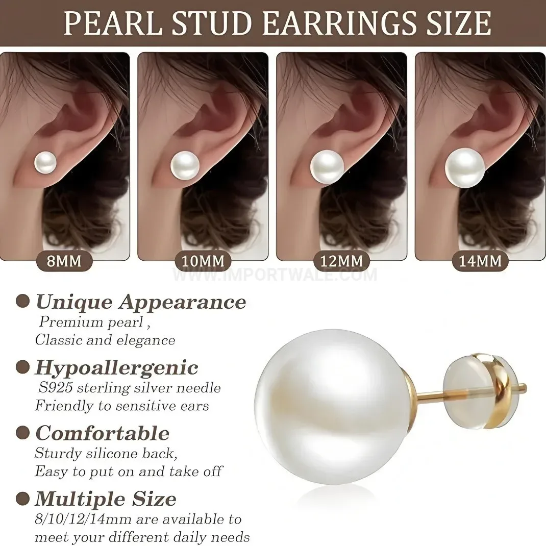 Trendy Vintage Faux Pearl Stainless Steel Cartilage Earring Stud
