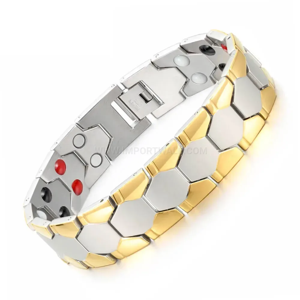 Premium Wide Titanium Steel Four In One Bio Magnetic Bracelet