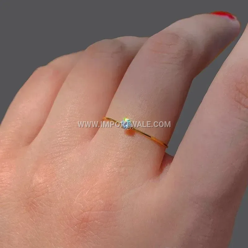 Ultra Fine Stainless Steel Zirconia Solitaire Ring