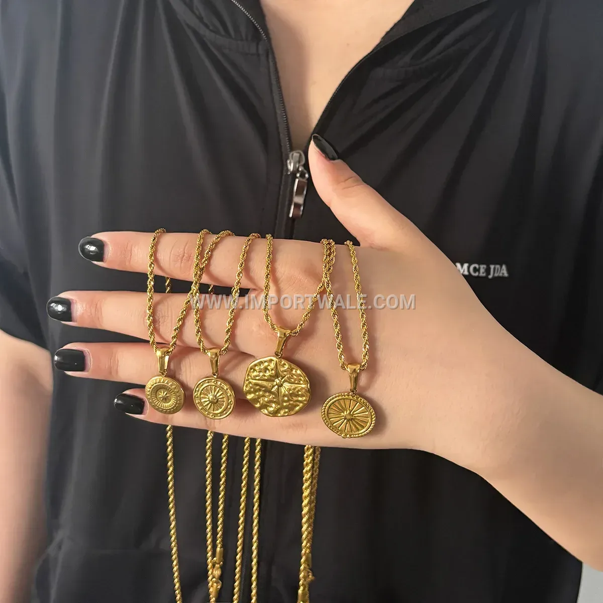 18K Gold Plated Stainless Steel Sunflower Pendant Link Chain Necklace