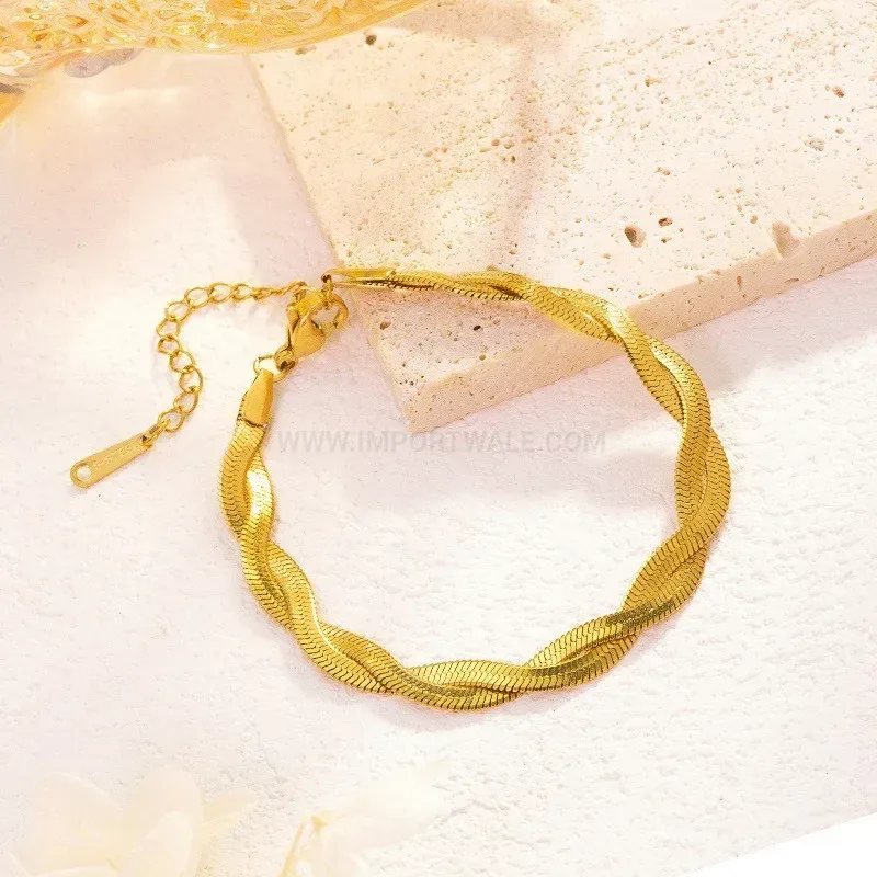 Modern Minimalist Gold Plated Titanium Steel Blade Chain Jewelry Set